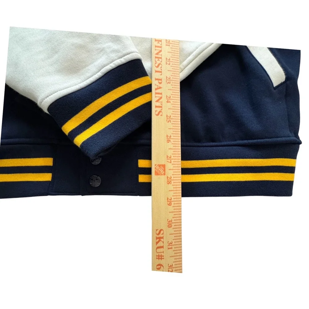 Polo Ralph Lauren Mens Varsity Letterman Jacket Navy Blue Yellow XL Logo Back